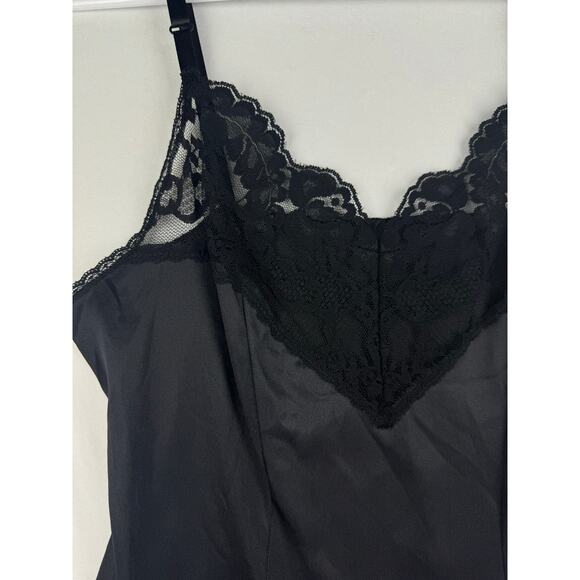 Vintage 90's Vassarette USA Black Lace Trim V Neck Camisole Top Women's Small - Picture 4 of 13